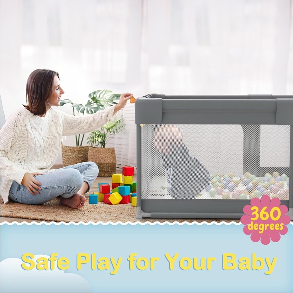 Palopalo Baby Playpen, 50"x50" Extra Large Playard for Babies and Toddlers - Picture 7 of 8